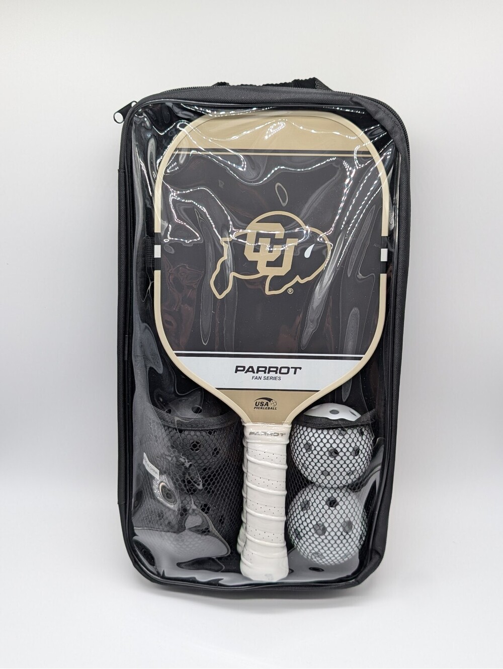Parrot Paddle Colorado Buffaloes Pickleball Paddle USAPA Approved + 4 Balls
